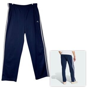 Adidas Pants Mens Size L Blue White Stripes Track Athletic Workout Gym Comfort